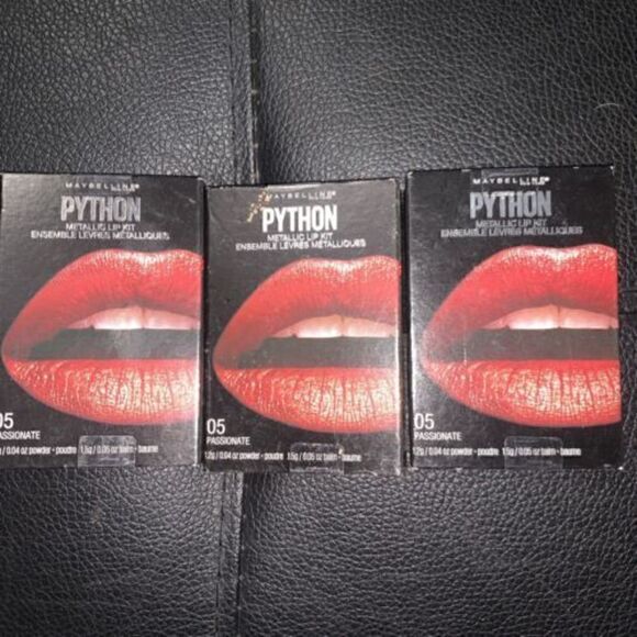 Maybelline Lip Studio Python Metallic Lip Kit, #05 Passionate, Lot Of 3 - Picture 1 of 3